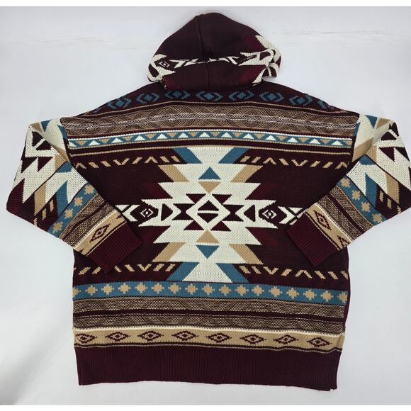 Wrangler Retro Aztec Knit Zip Hoodie Sweater Jacket – Women’s Small - Picture 4 of 5